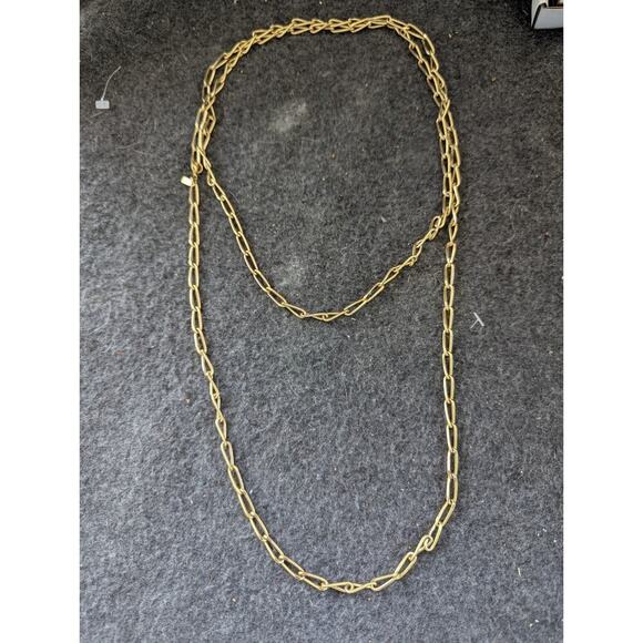 Monet Vintage Necklace Twisted Link Wire 54" Signed Gold Tone - Picture 1 of 5